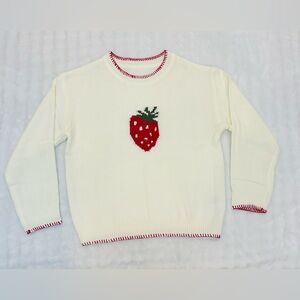 Cream Sweater with Strawberry Design